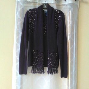 Karen Scott Purple Sweater w/Detachable Scarf